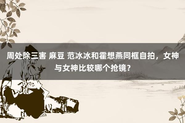 周处除三害 麻豆 范冰冰和霍想燕同框自拍，女神与女神比较哪个抢镜？