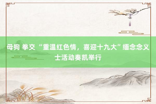 母狗 拳交 “重温红色情,喜迎十九大”缅念念义士活动奏凯举行