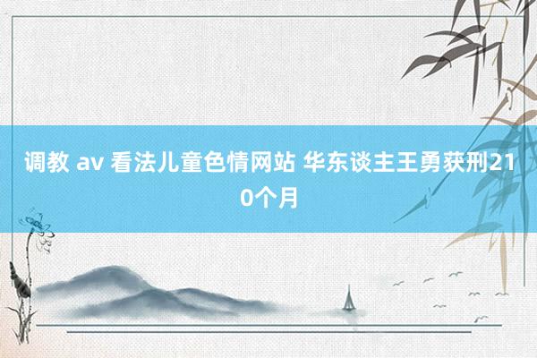 调教 av 看法儿童色情网站 华东谈主王勇获刑210个月