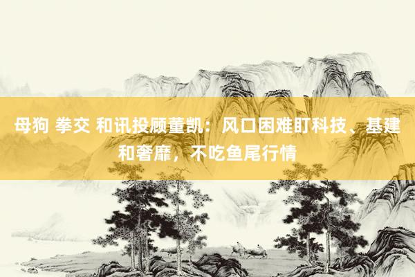 母狗 拳交 和讯投顾董凯：风口困难盯科技、基建和奢靡，不吃鱼尾行情